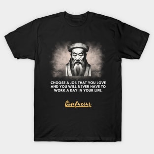 Black and white portrait of Confucius and quote T-Shirt